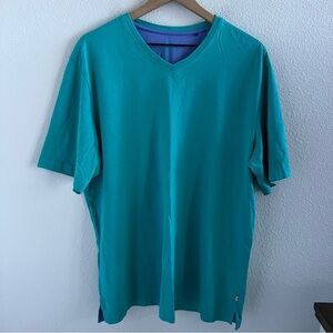 Tommy Bahama Rounded V Neck Teal Men's Tee T-Shirt Large